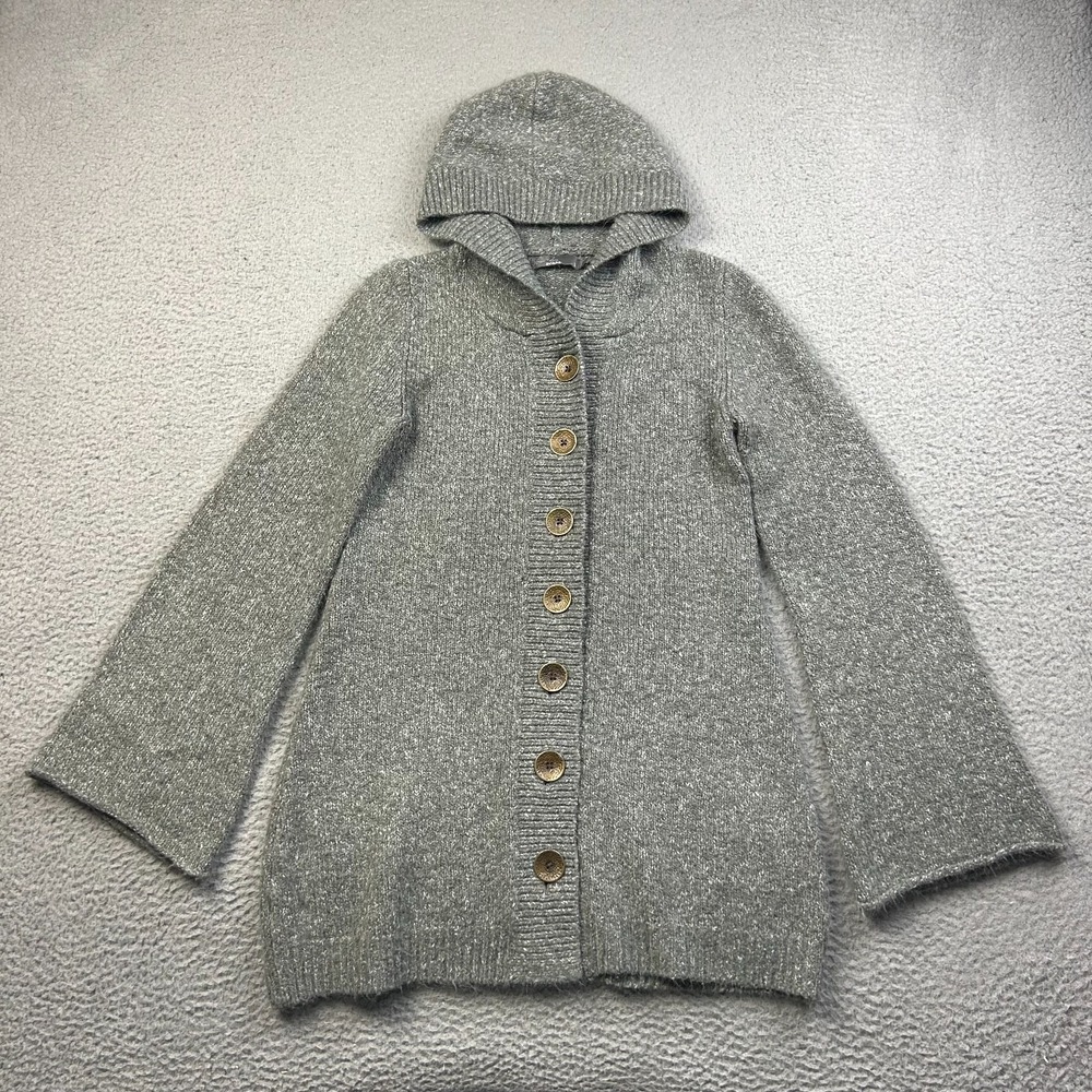 prAna Willow Cardigan Gray Hooded Sweater Boho Coastal Grandmother Slouchy Small